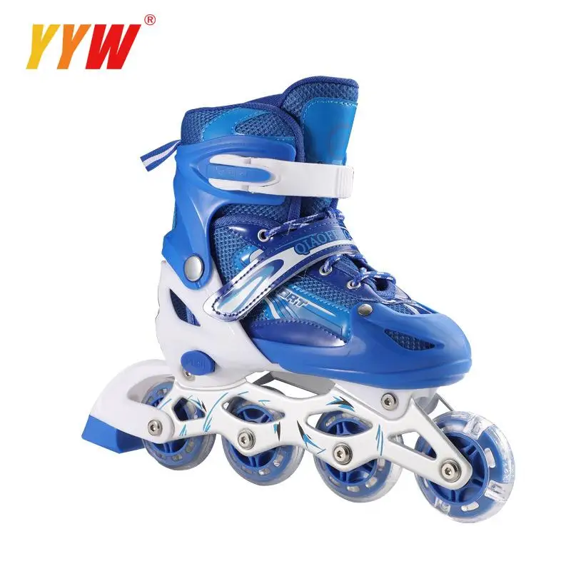 

Kids Roller Skates Single Row Four Pu Wheel Skating Shoes Outdoor Sports Skates Flash Inline Blue Sneakers Rollers Shoes Patines