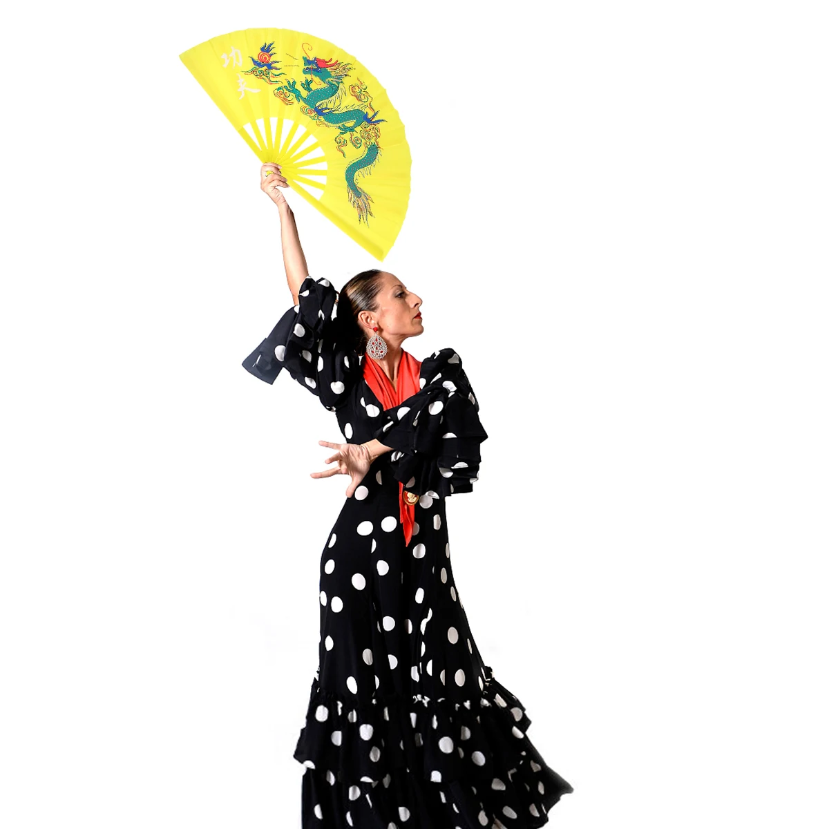 

1pc Chinese Martial Arts Plastic Kung Fu Tai Chi Dance Hand Fan For Stage Performance Festival Decoration Smooth Folding