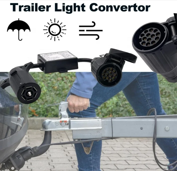 US 7-Way to EU 13-Pin Trailer Adapter Light Converter 7-Pin to 13-Pin Connector