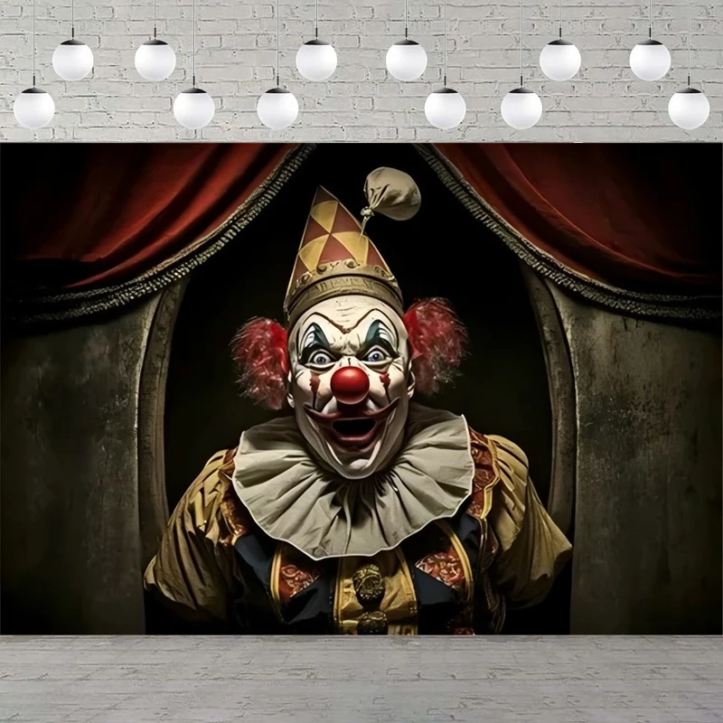 Fondo de fotografía fiesta de Halloween circo de terror para fondo de payaso malvado aterrador cartel de decoración de cumpleaños de vacaciones embrujadas