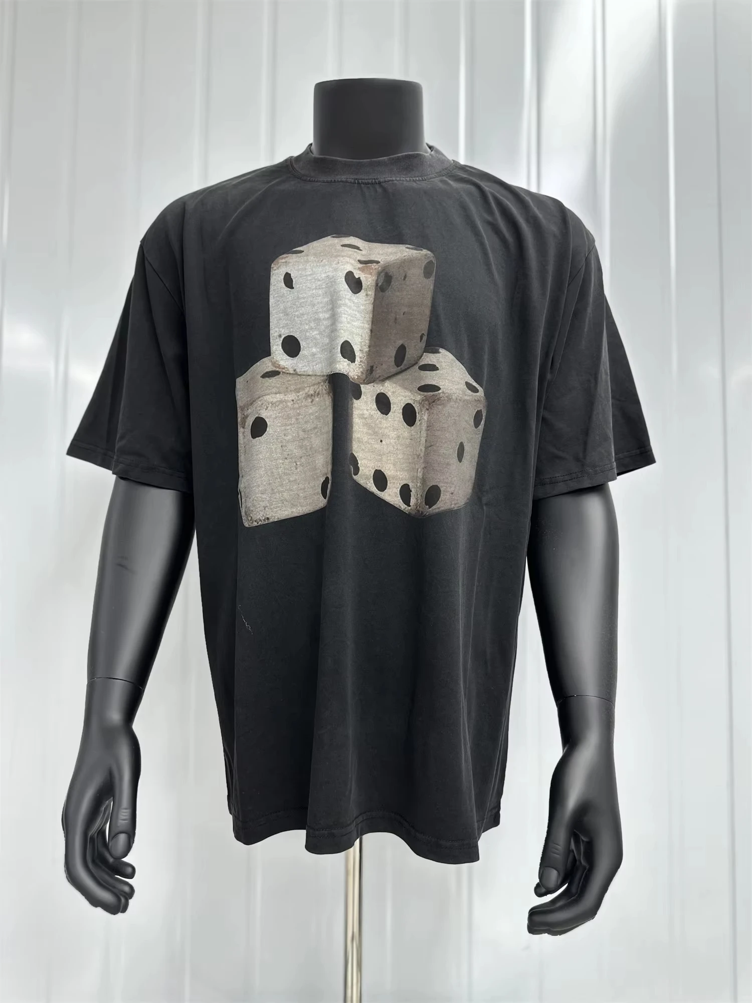 تي شيرت Saint of Michael Fun Dice Digital Direct Spray Printing Retro Washed Outdated قصير الأكمام #1