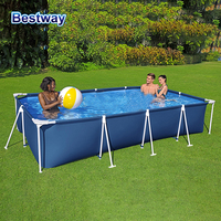 Bestway 56405/56404/56403/56401 Pools, Four Sizes of Steel Professionally Framed Pools without Pumps, Dark Blue, Square