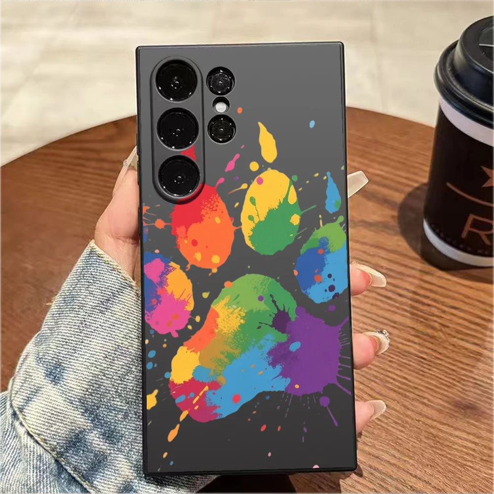 Colorful Paw Print For Samsung Galaxy S25 S24 Ultra S23 S22 S21 S20 FE Plus Note 10 20 Lite Protection TPU Cover