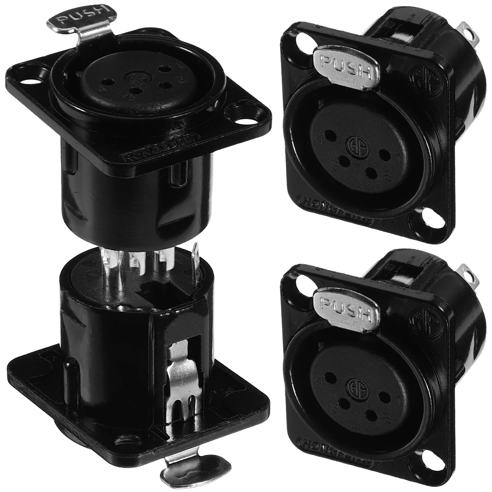 

4 Pcs Metal Card Throttle Microphone Accessory Xlr Connectors Panel Mount Adapter for