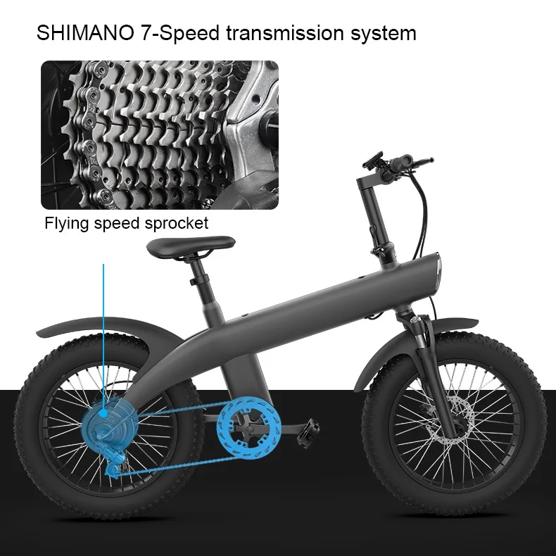 2024 Gorąco sprzedający się bezpłatny wysyłka 36V 48v 750w 1000w Silnik E-bike Fat Tire Mały rower górski Fatbike Rower elektryczny Rower