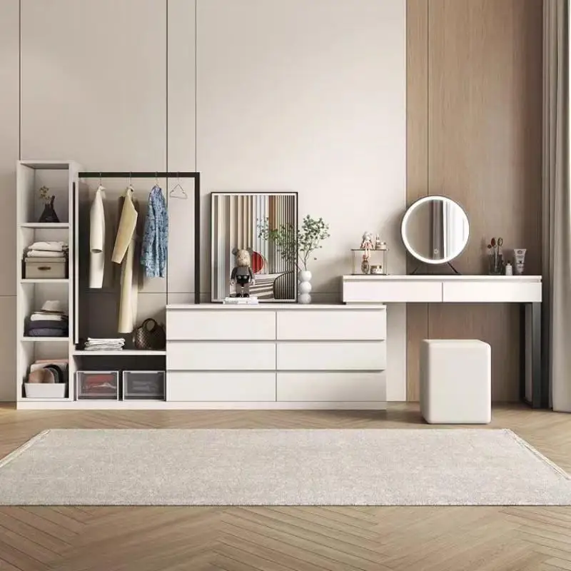 

White Room Drawers Makeup Vanities Wooden Chest Bedroom Vanity Headdresses Comfortable Bedroom Penteadeira Furniture