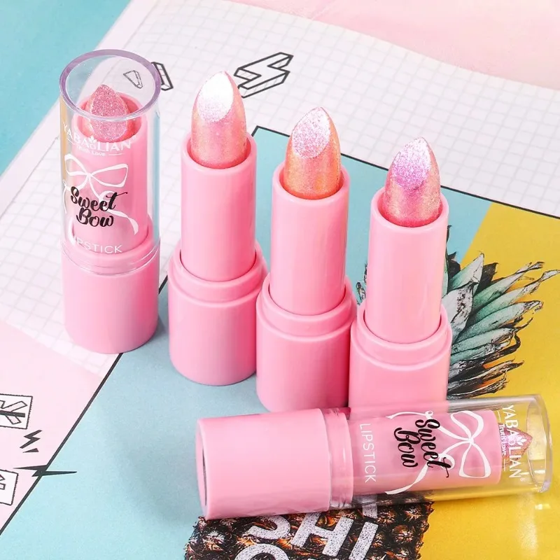 Velvet Pearl Pink Lipstick Metallic Diamond Shimmer Shine Lip Gloss Moisturizing Luxurious Lasting Lips Radiant Makeup Cosmetic