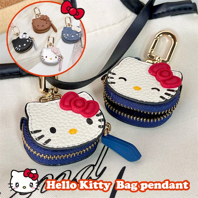 Hello Kitty Pu bolso de cuero llavero 2025 nuevo exquisito artesanía llavero de moda mochila monedero colgante regalo de cumpleaños de San Valentín