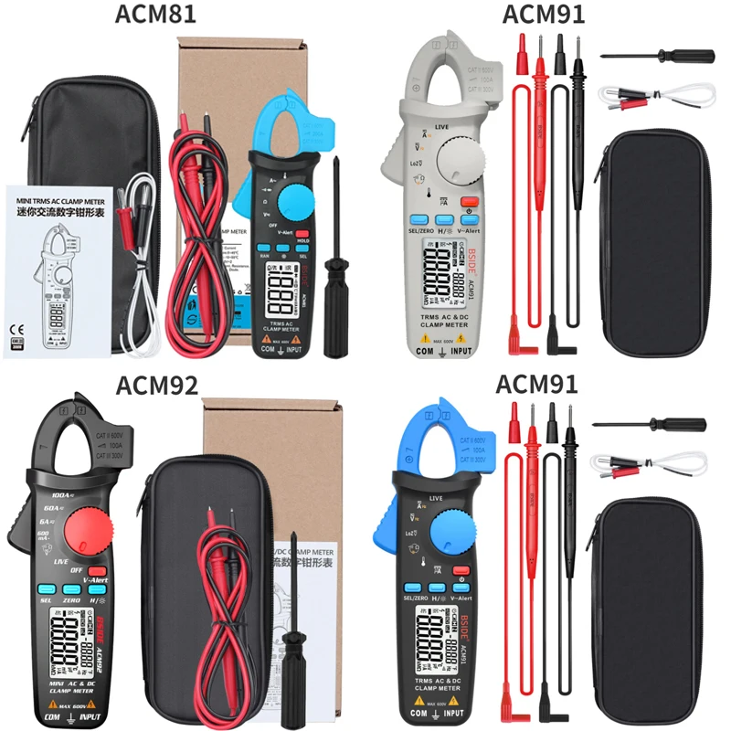 BSIDE ACM91 Digital AC/DC Current Clamp Meter Auto-Range Car Repair TRMS Multimeter Live Check NCV Frequency Capacitor Tester