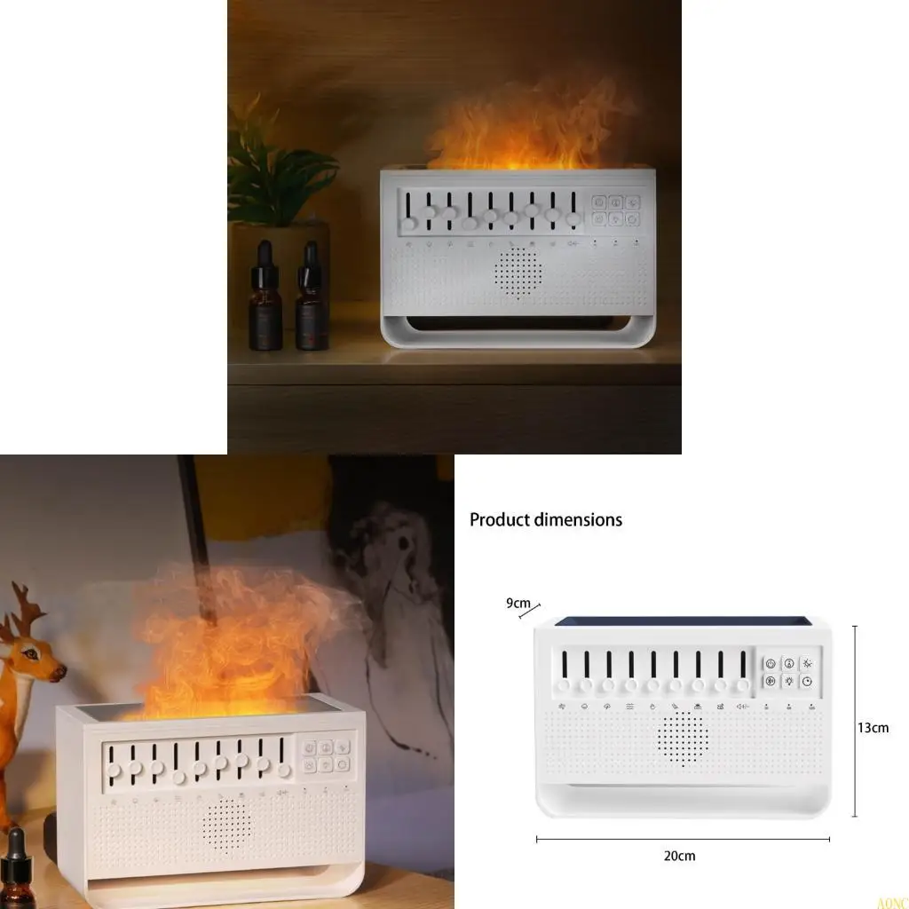 

A0NC Top Fill Water Cistern Inaudible Humidifier With Flame Bedlight And Customizable Noises