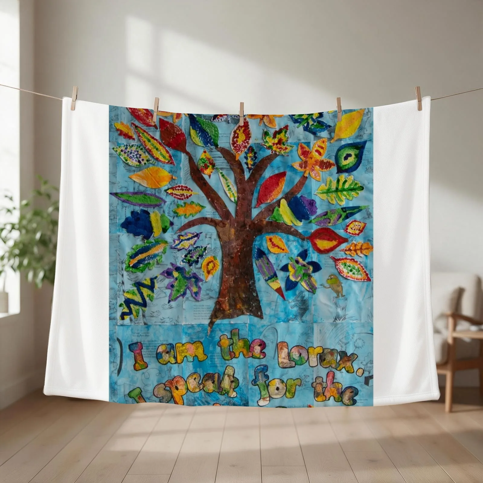 HHPS Art Show, Class 1T, Recycled Paper and Paint: We Speak for the Trees…. Throw Blanket valentine gift ideas Blankets