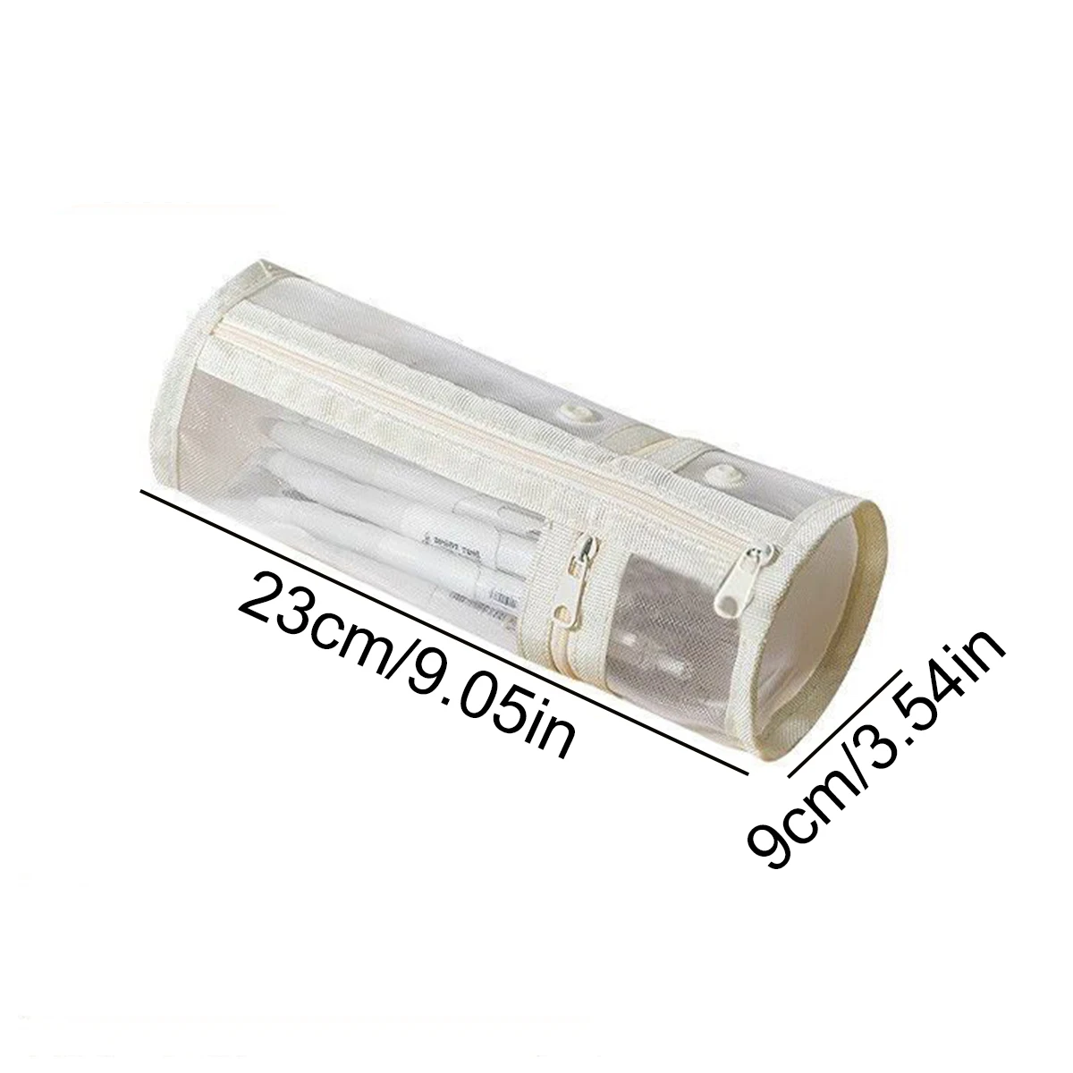 Portable Cylindrical Mesh Pencil Case, Simple and Attractive Transparent Stationery Bag, for Storage Study and Office Desk Item