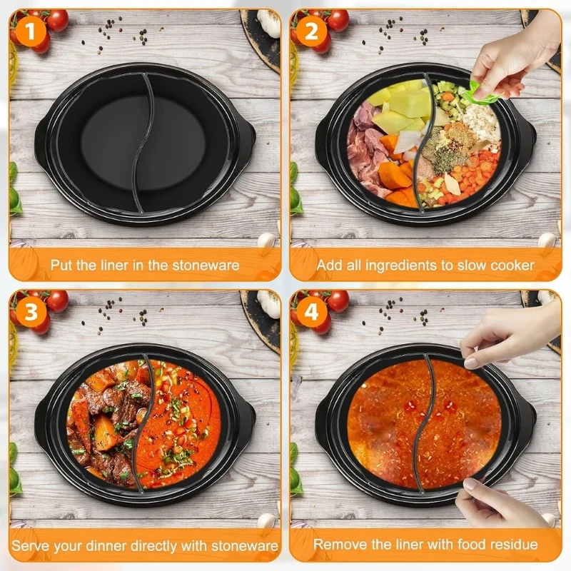 Trenneinlage für Slow Cooker, praktische Silikoneinlage für Schmortopf, leicht zu reinigendes Silikonmaterial, Trenneinlage für
