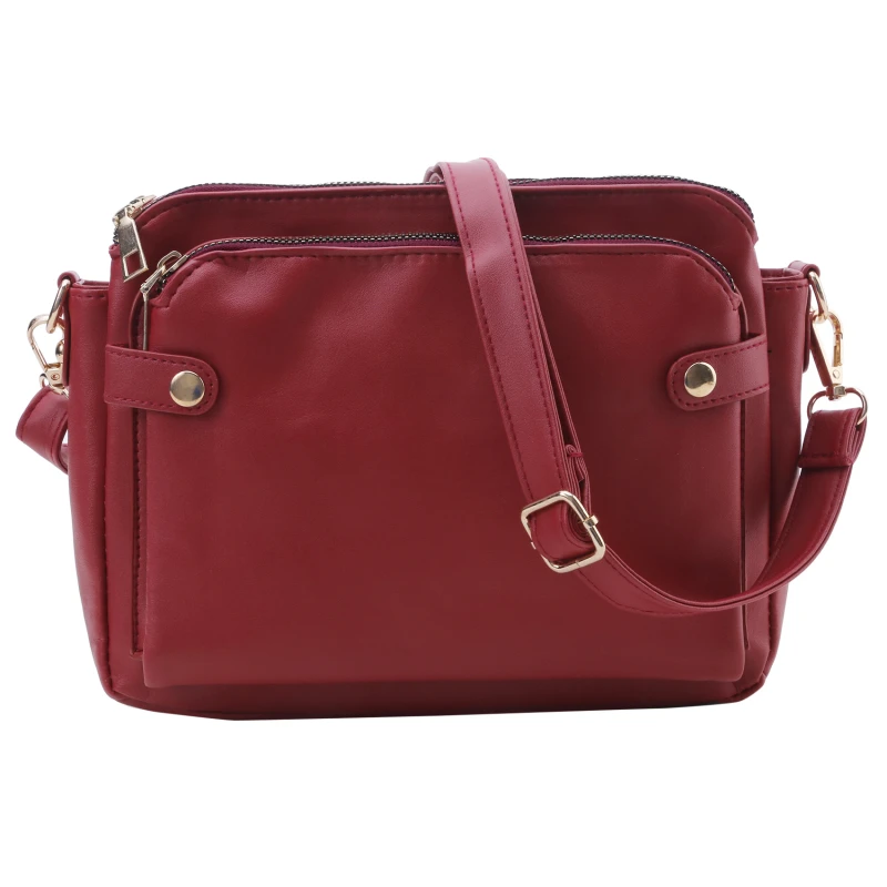 New Women Shoulder Bag Portable Casual Simple Elegant Multifunctional Satchel Bags Vintage Three Layer Leather Crossbody Bag