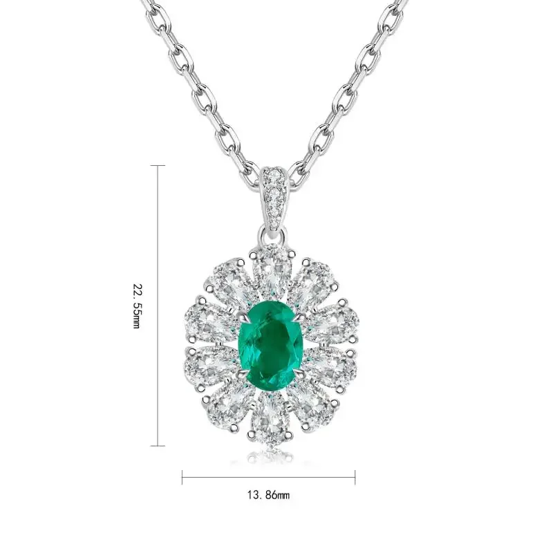 

RUIF 2024 Hot Sale S925 Silver Main Stone Necklace Oval Shape Lab Grown Emerald Classic Style