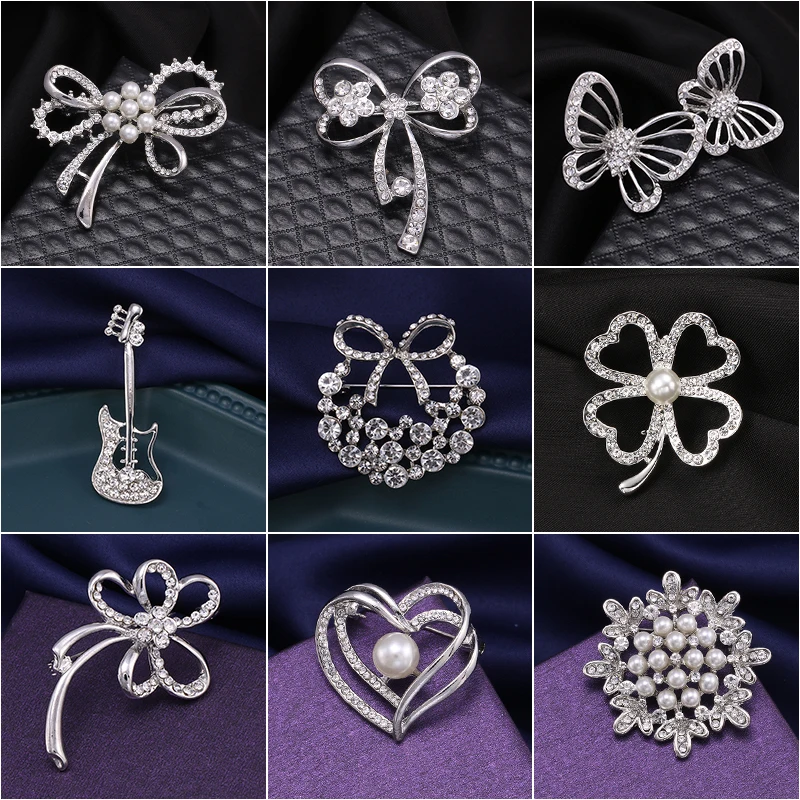 Elegant Vintage Swan Butterfly Violin and Clover Flower Brooch for Women a Romantic Sculpted Bridal Party Corsage Pin Accessory - view 2