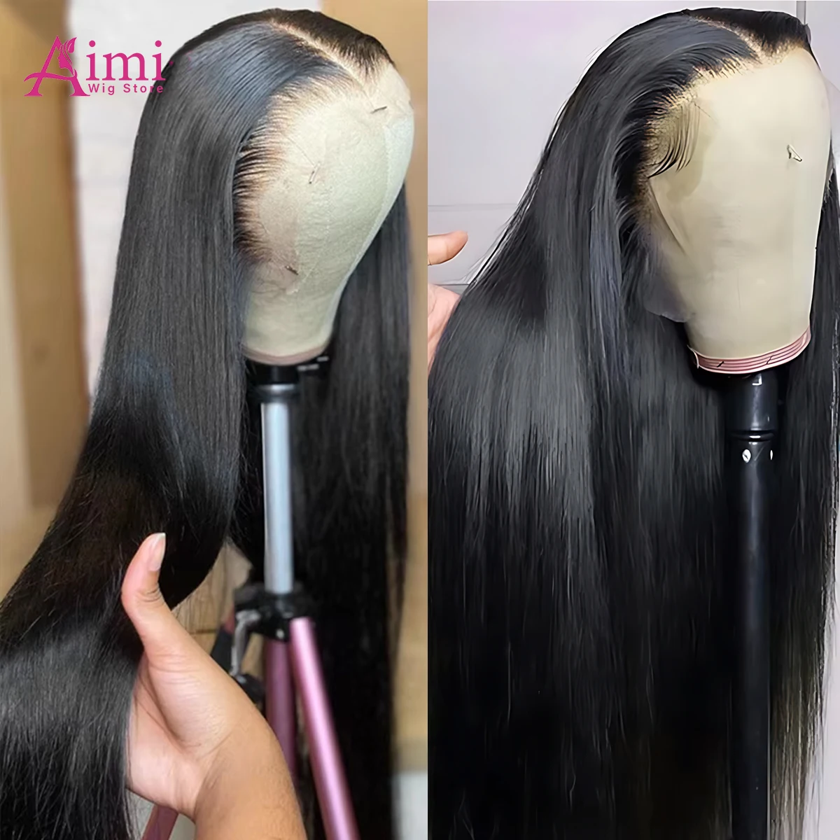 200密度ストレート360フルレースウィッグ人毛40インチ13x6HD透明レースフロントウィッグブラジル人毛ウィッグ女性用