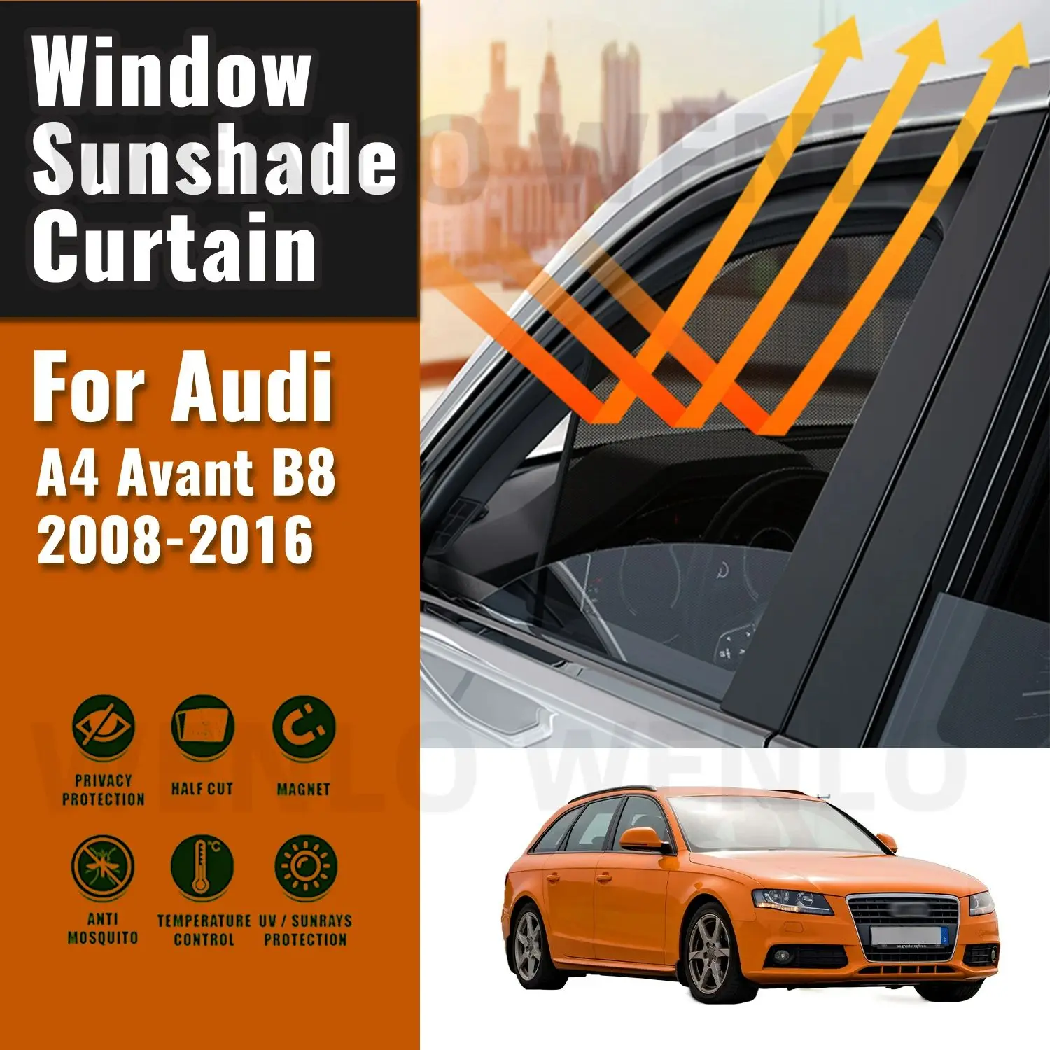 For Audi A4 Avant B8 2008-2014 2015 2016 Front Windshield Frame Curtain Car Sunshade Shield Rear Side Window Sun Shade Visor