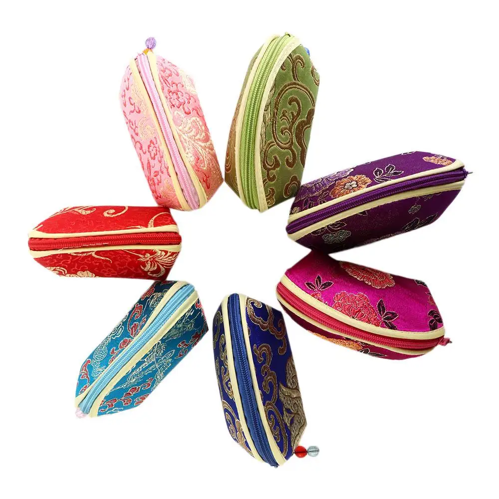 التطريز متعدد الألوان القلائد حالة سوار حقيبة البريدي مجوهرات حالة النمط الصيني حقيبة التخزين المرأة مجوهرات حقيبة محفظة الحقيبة