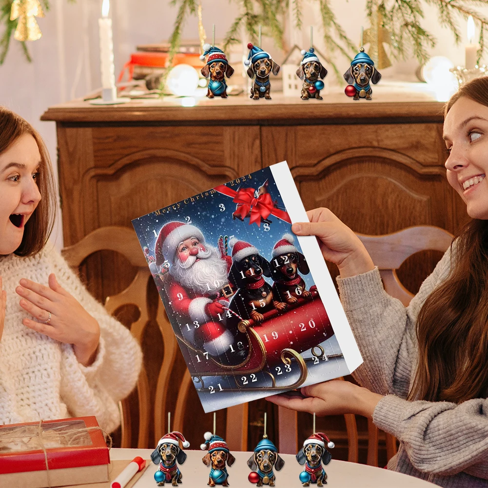 تقويم مجيء للفتيات والفتيان في سن المراهقة ، الكلاب ، عطلة عيد الميلاد ، مجموعة كلاب مضحكة ، هدايا قابلة للتجميع ، #4