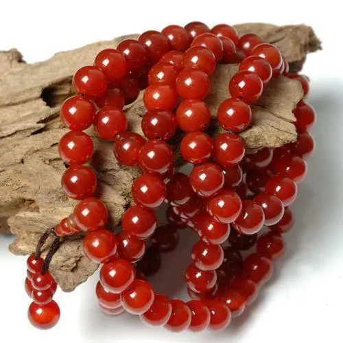 

Tibetan Carnelian /Red Agate Mantra Meditation Buddist 108 Prayer Beads Mala buddha statue