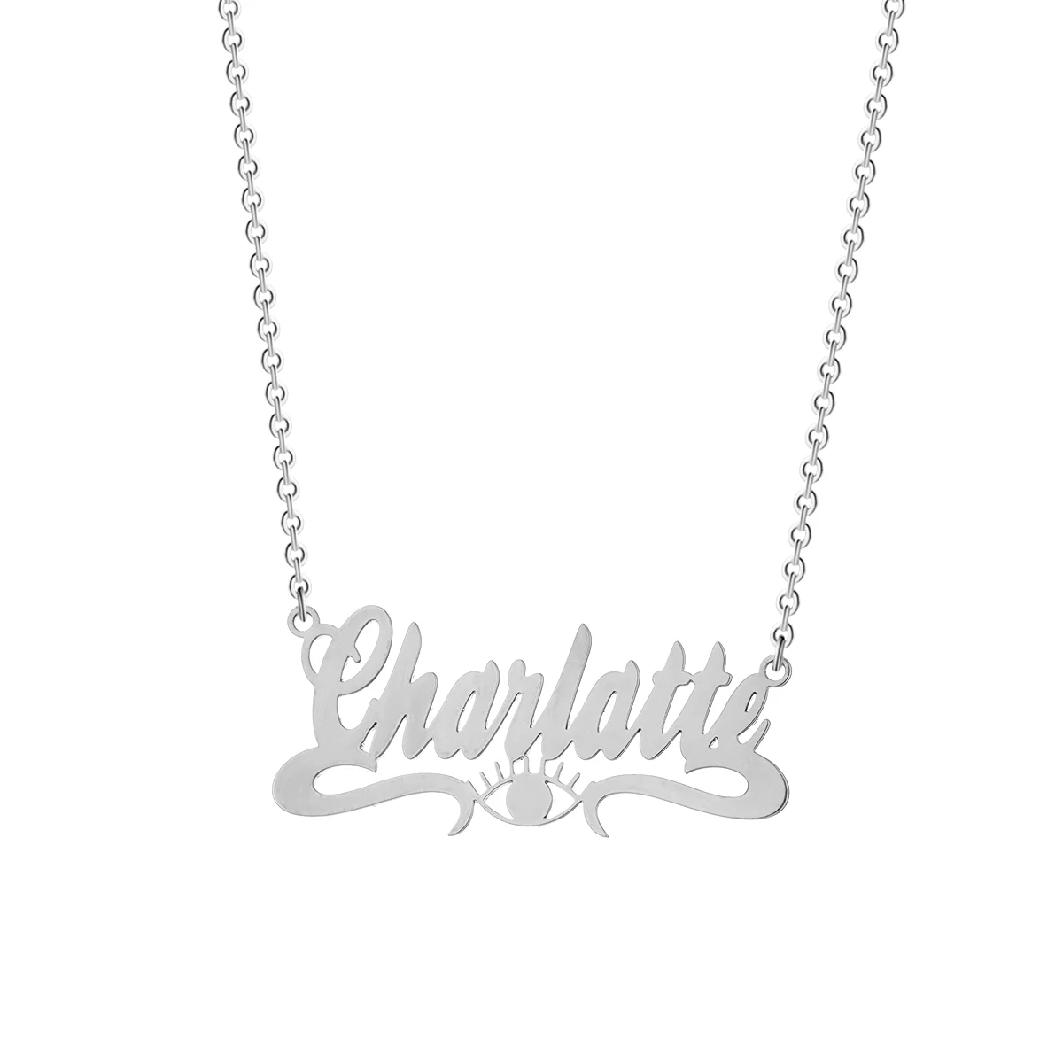 QIMING Customized Evil Eyes Name Pendant Necklace Stainless Steel Jewelry Nameplate Chocker Necklaces Gift For Women