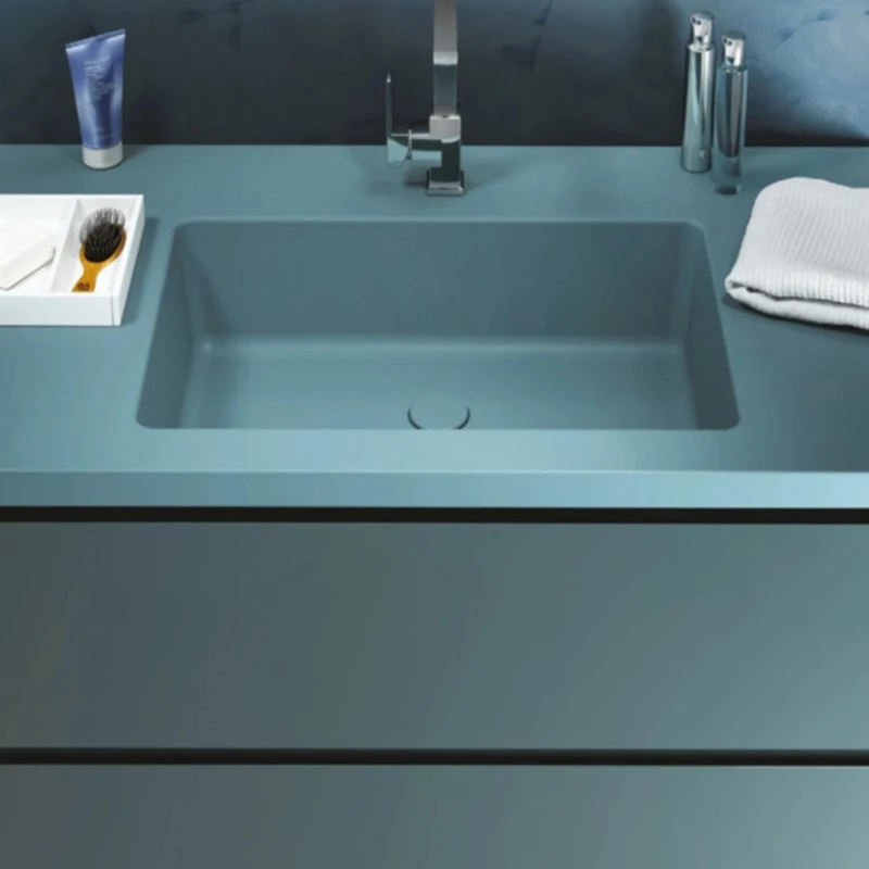 

Artificial stone integrated basin, simple rock slab bathroom cabinet, combined bathroom, hand and face washing table