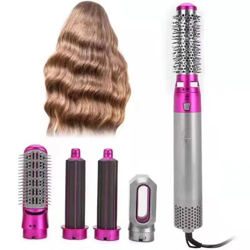 Hot Air Brush 5 in 1 เครื่องเป่าผมแปรงไอออนลบที่ถอดออกได้เครื่องเป่าผม Styler Air Culer Wand ผม Straightener แปรง Blow