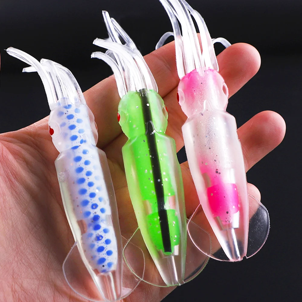 T 6pcs 10cm 12cm 15cm Soft Squids Bait Trolling Lure Sea Fishing High Quality Squid Hoochies Fishing Lure IS701