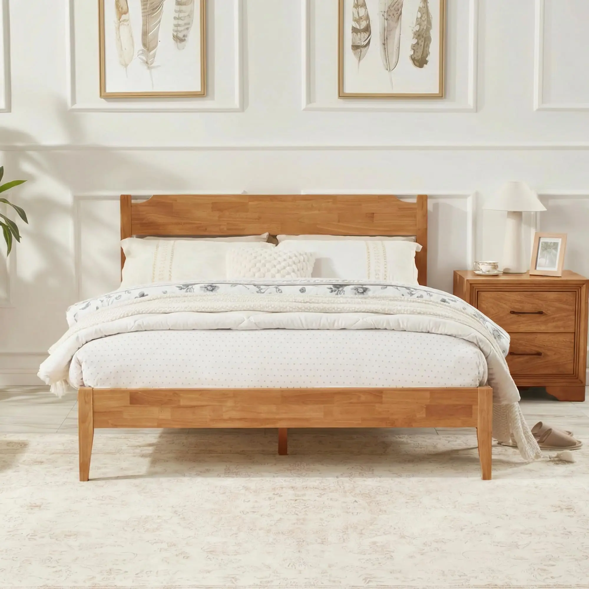 Venso Full Solid Wood Bed Frame with 10