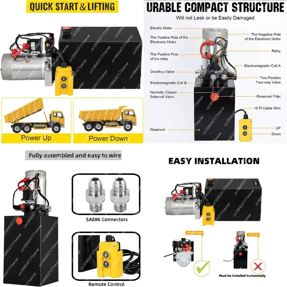Double Acting Pump Dump Trailer Double Acting Hydraulic Power Unit with Remote Control