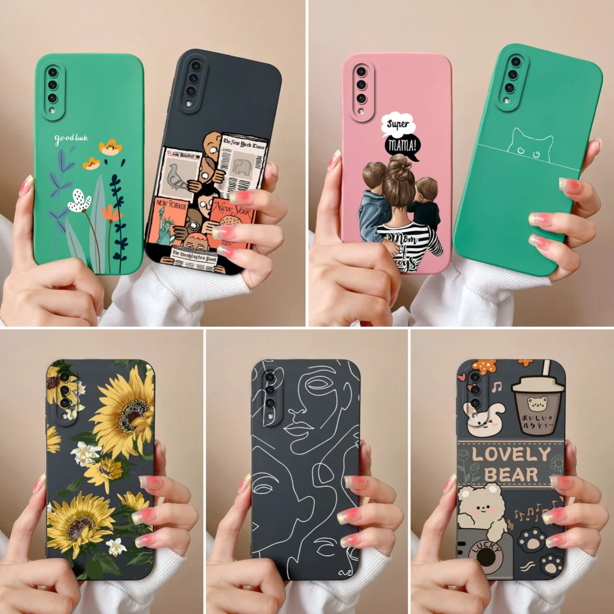 New Case For Samsung A50 A50S Cat Soft Smooth Liquid Silicone Full Protection Anti Choc Bumper For Galaxy A 50 A 50S Funda Coque