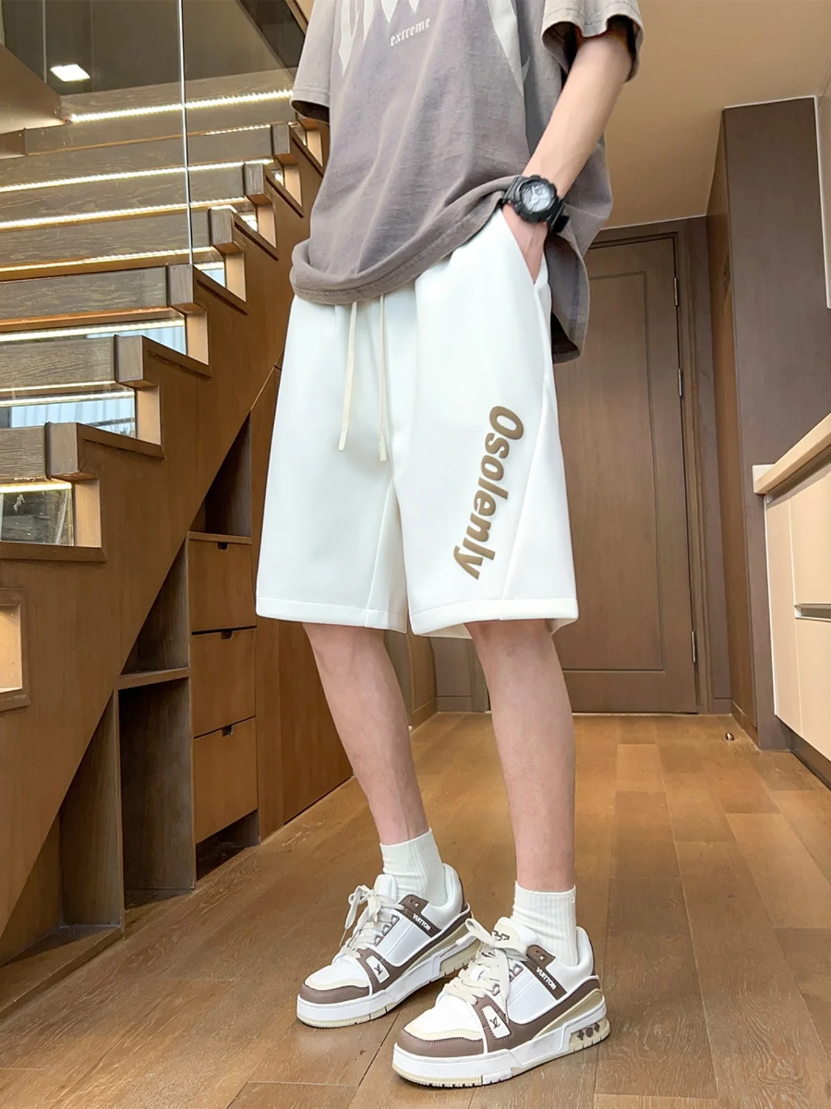 

Мужские баскетбольные шорты свободного кроя в американском повседневном стиле, длиной пять дюймов, летние, спортивные, модные, брендовые, уличная одежда, молодежный стиль