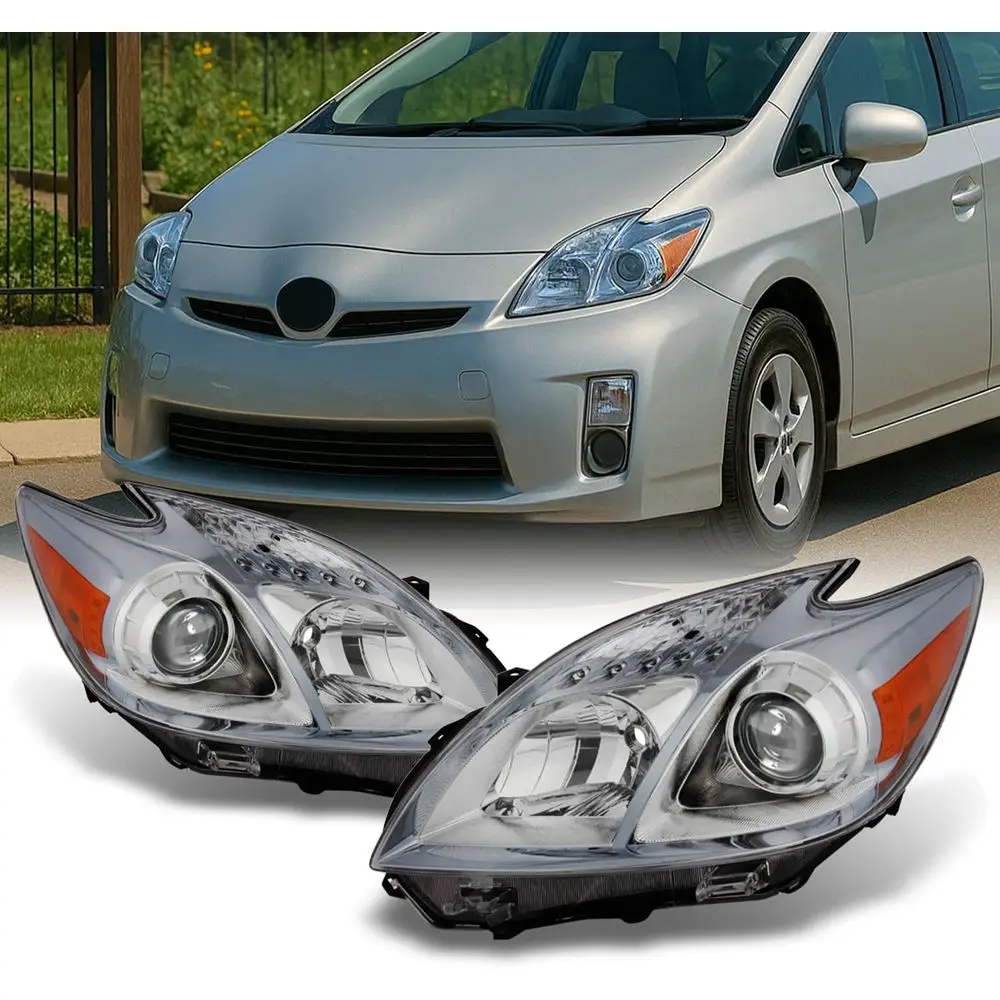 - For 2010 2011 Toyota Prius Halogen Style Clear Left & Right Side Projector Headlights Head Lamps Pair