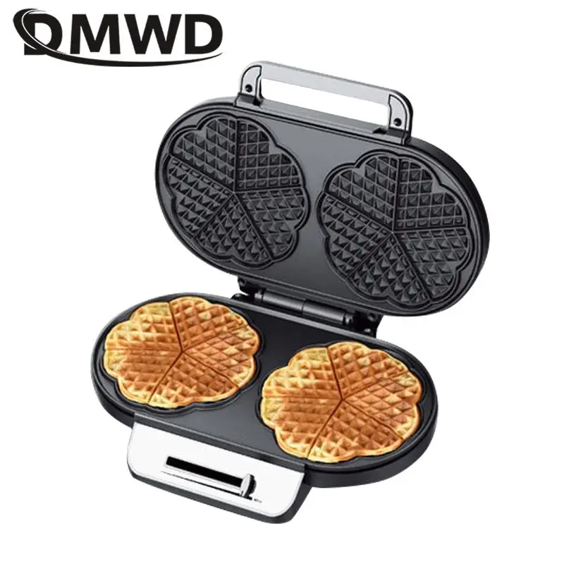 

DMWD 2 Pcs Household Electric Baking Pan Bread Waffle Sandwich Maker Breakfast Machine Pancake Oven Double-sided Heating 220V