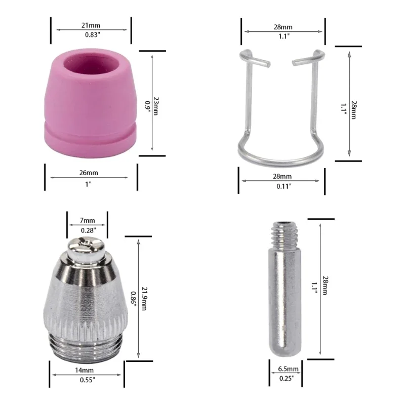 Plasma Cutter Consumables Plasma Tip Nozzle Electrode Consumable Plasma Cutter Cutting Torch Electrode Nozzles Cups