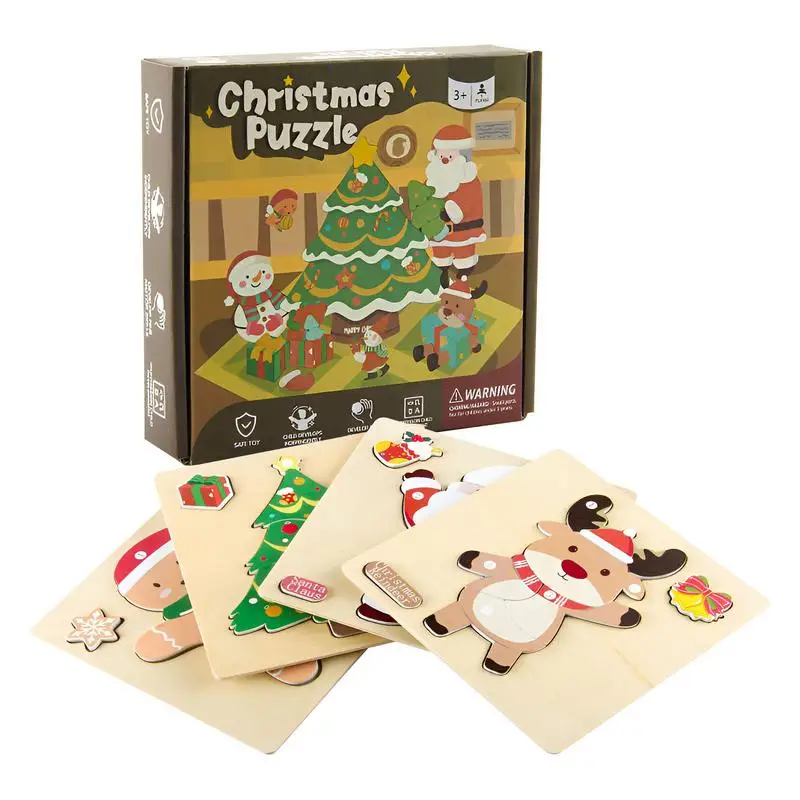 Wooden Jigsaw Puzzles For Kids Educational Wooden Christmas Toys Christmas Stocking Stuffers Party Favors For Boys Girls Grasp