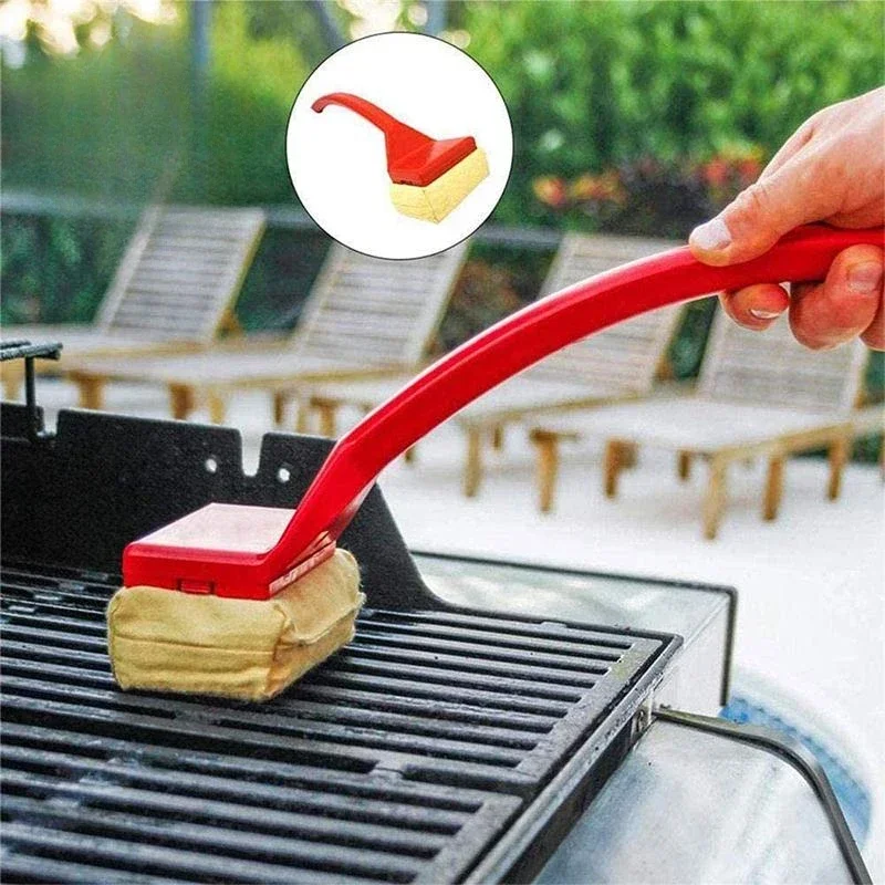 Grill Brush BBQ Replaceable Cleaning Head Bristle Free-Durable Scraper Tools Cast Iron Stainless-Steel Grates Barbecue Cleaner