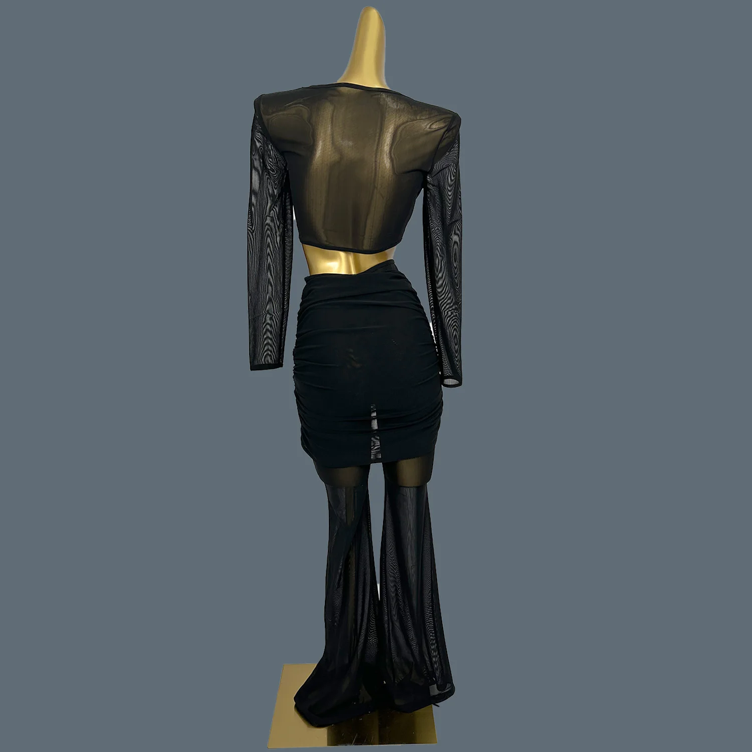 Women Elegant Trendy Sheer Mesh Jumpsuit 2Pieces Set Nightclub Party Event Show Outfit Cabaret Carnival Club Sexy High-end Wear