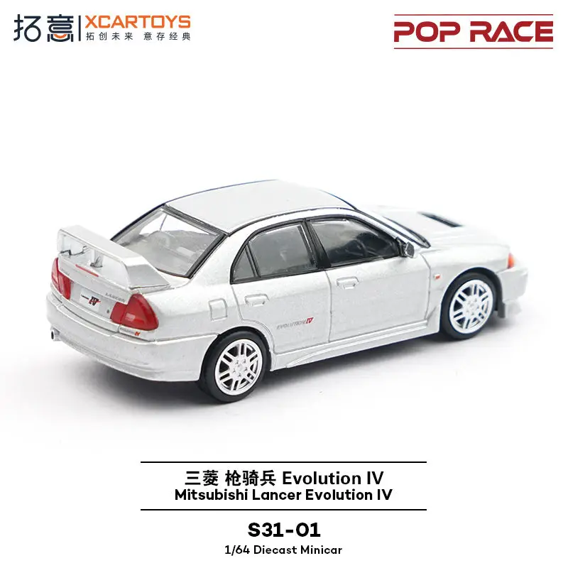 XCARTOYS POPRACE 1:64 Mitsubishi Lancer EVO IV Argento Lega di Gomma Pneumatico Modello di Auto S31-01 Collezione di Modello di Auto ornamenti