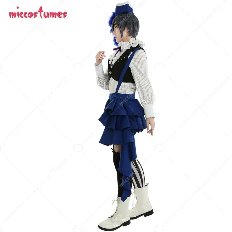 أزياء Miccostumes النسائية Ciel Phantomhive التأثيرية، قميص بحمالات وبنطلون مع قبعة