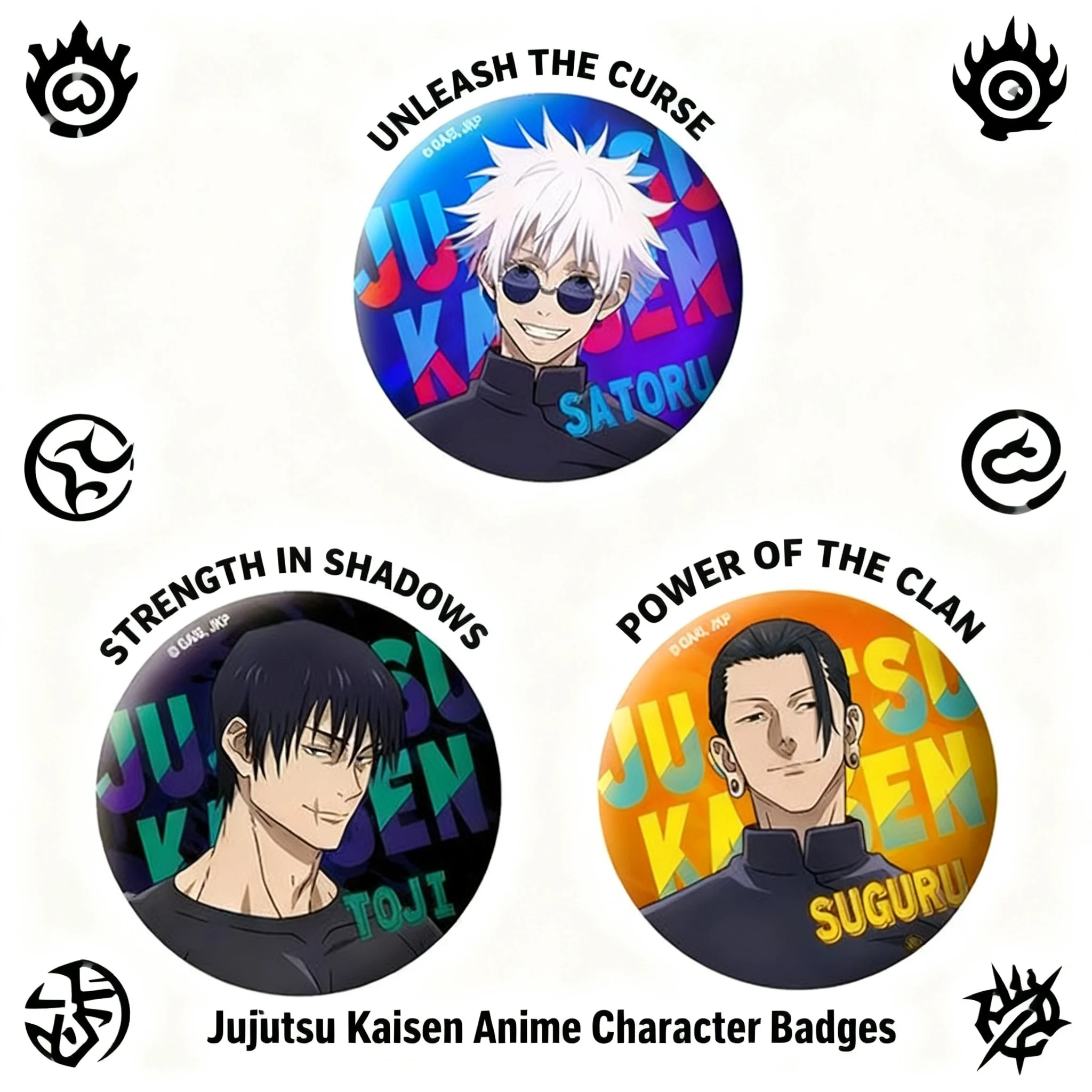 

Anime Badge Jujutsu Kaisen Satoru Gojo Suguru Geto Toji Fushiguro Pin Brooch Metal Accessory Merchandise Collectible Gift Fan