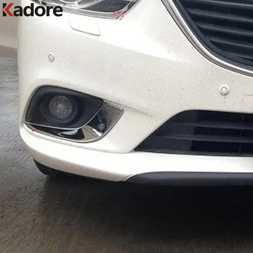 For Mazda 6 Atenza 2013 2014 2015 2016 Chrome Car Front Fog Light Lamp Eeybrow Cover Trim Foglight Eyelid Strip Accessories