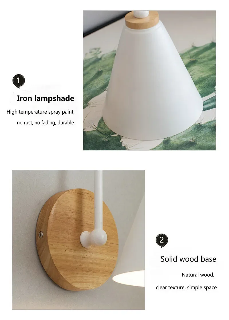 JOYINLED Modern Minimalist LED Wall Light Black White Interior Decor E26/E27 Lamps Nordic Indoor Wall Lamp for Bedroom Bedside ﻿