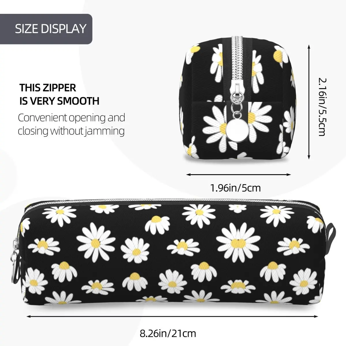 Federmäppchen mit Gänseblümchen-Blumen, florale Stifttasche für Schüler, großes Fassungsvermögen, Schulbedarf, Geschenke, Bleistiftbox