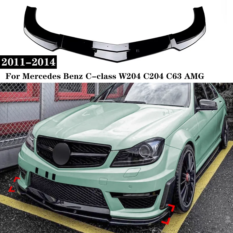 

Suitable for 2012-2014 Mercedes-Benz C-class W204 S204 C63 AMG front bumper lip separator spoiler diffuser body kit external upg