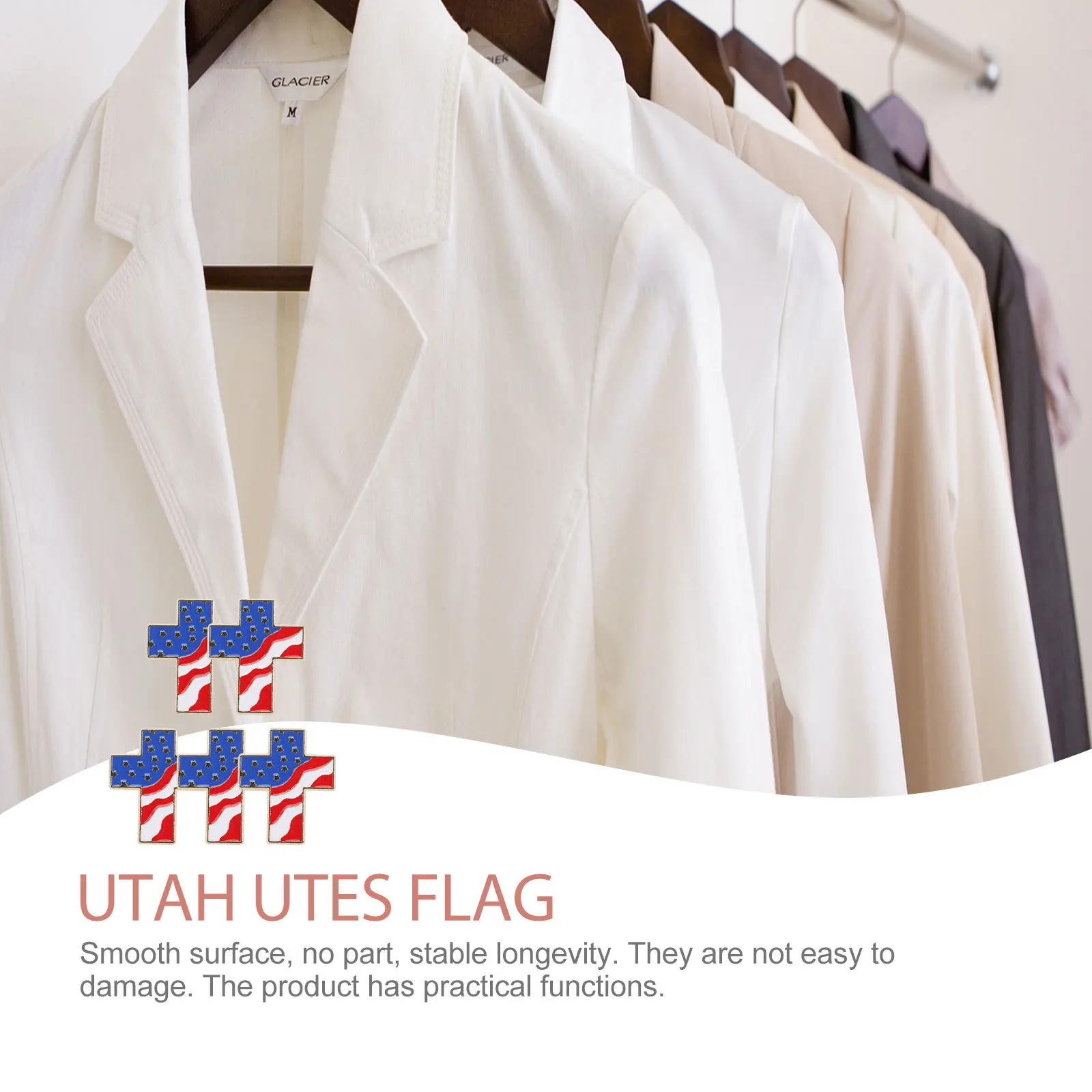 

5Pcs American Flag Pattern Brooch Cross Lapel Pins Independence Day Breastpin Clothes Decor Flag Brooch