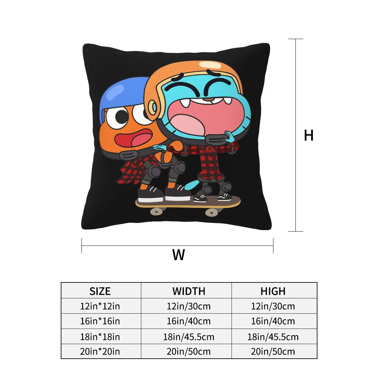 Gumball Darwin Skate Square Pillowcase Pillow Cover Cushion Decor Comfort Throw Pillow for Home Car