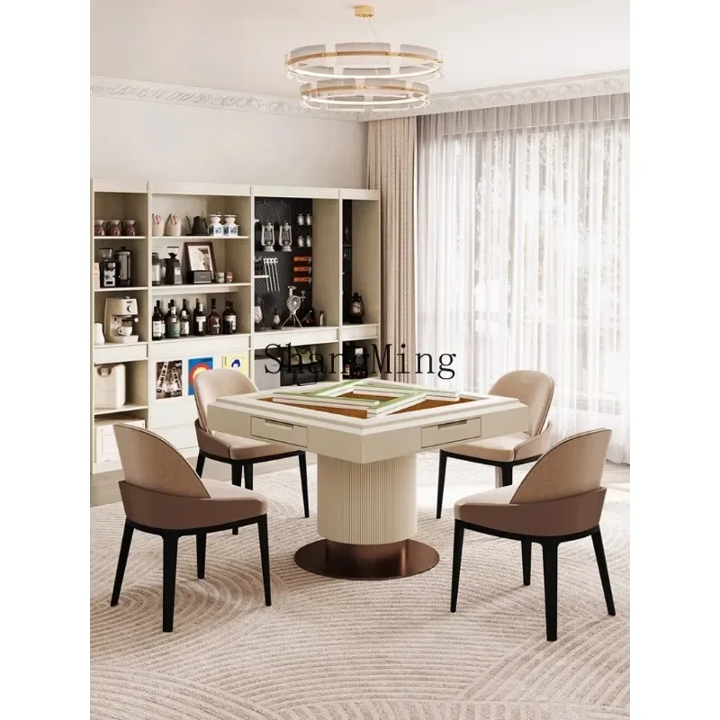 CLAutomatic Mahjong Machine Chair Four Sets New Living Room Cream Wind Dining Table Mahjong Table Integrated Household