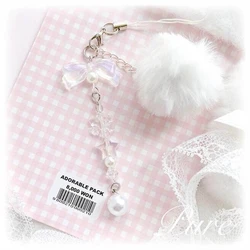Exquisite Snowball Phone Strap Lovely Snowflake Keychain for Girls Beaded Keyring Embellishments Versatile Phone Lanyard